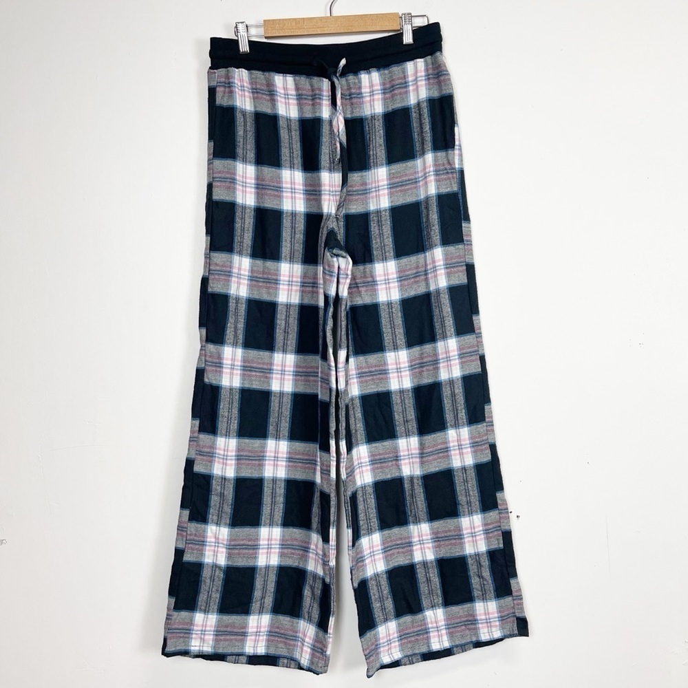 NEW BP Pajama Pants Womens Size Medium Black Pink Blue Plaid Drawstring NWOT